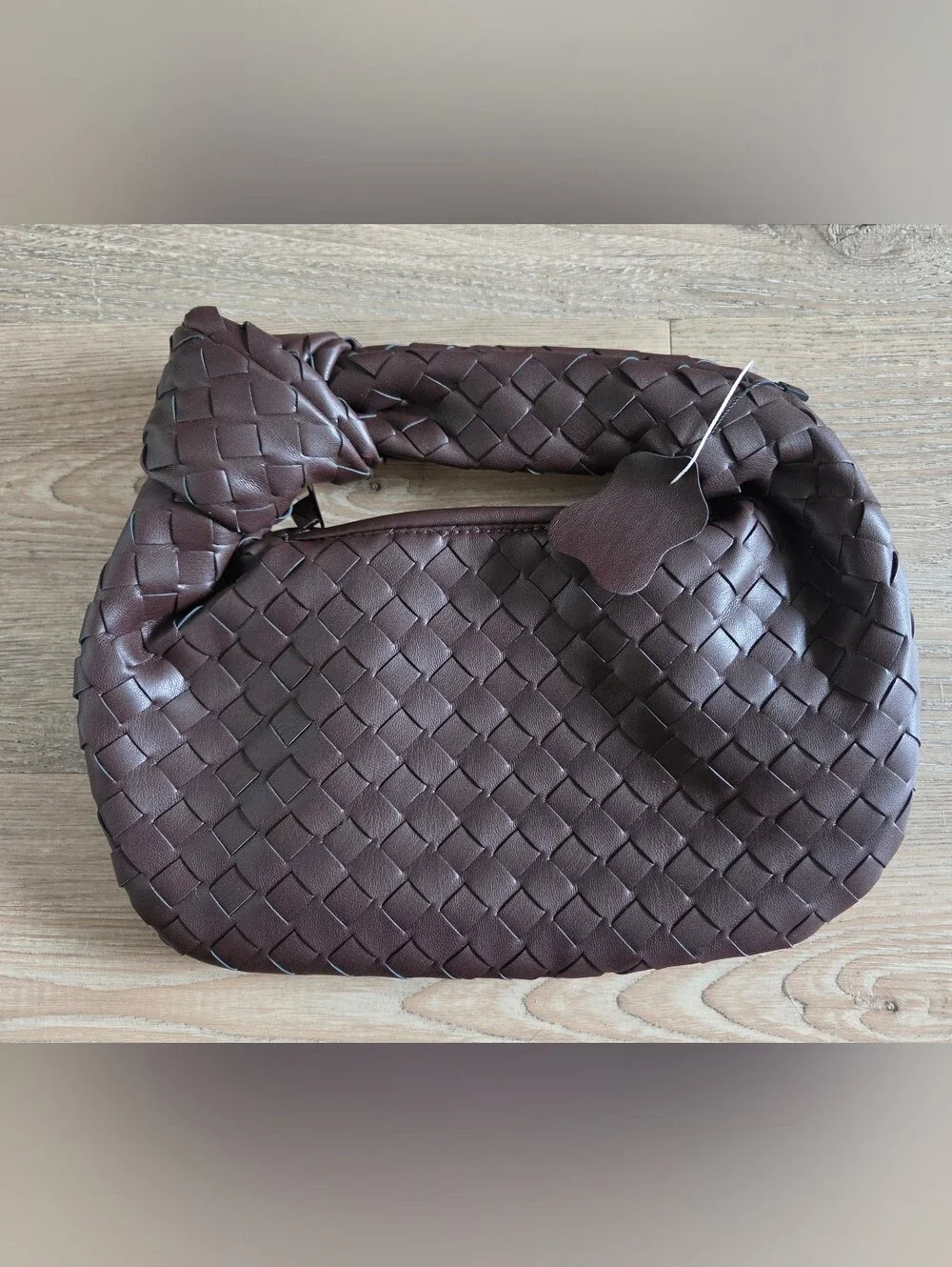 Brown Woven Leather Hobo Shoulder Bag - Picture 1 of 3